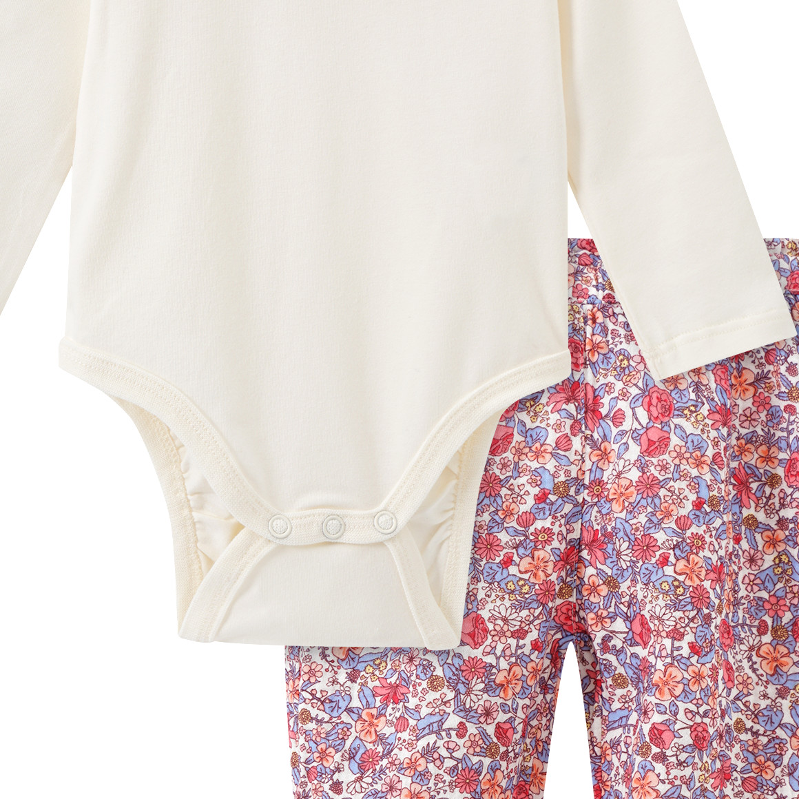 Topomini Baby Body mit Musselinhose im Set pink / hellblau / cremeweiss