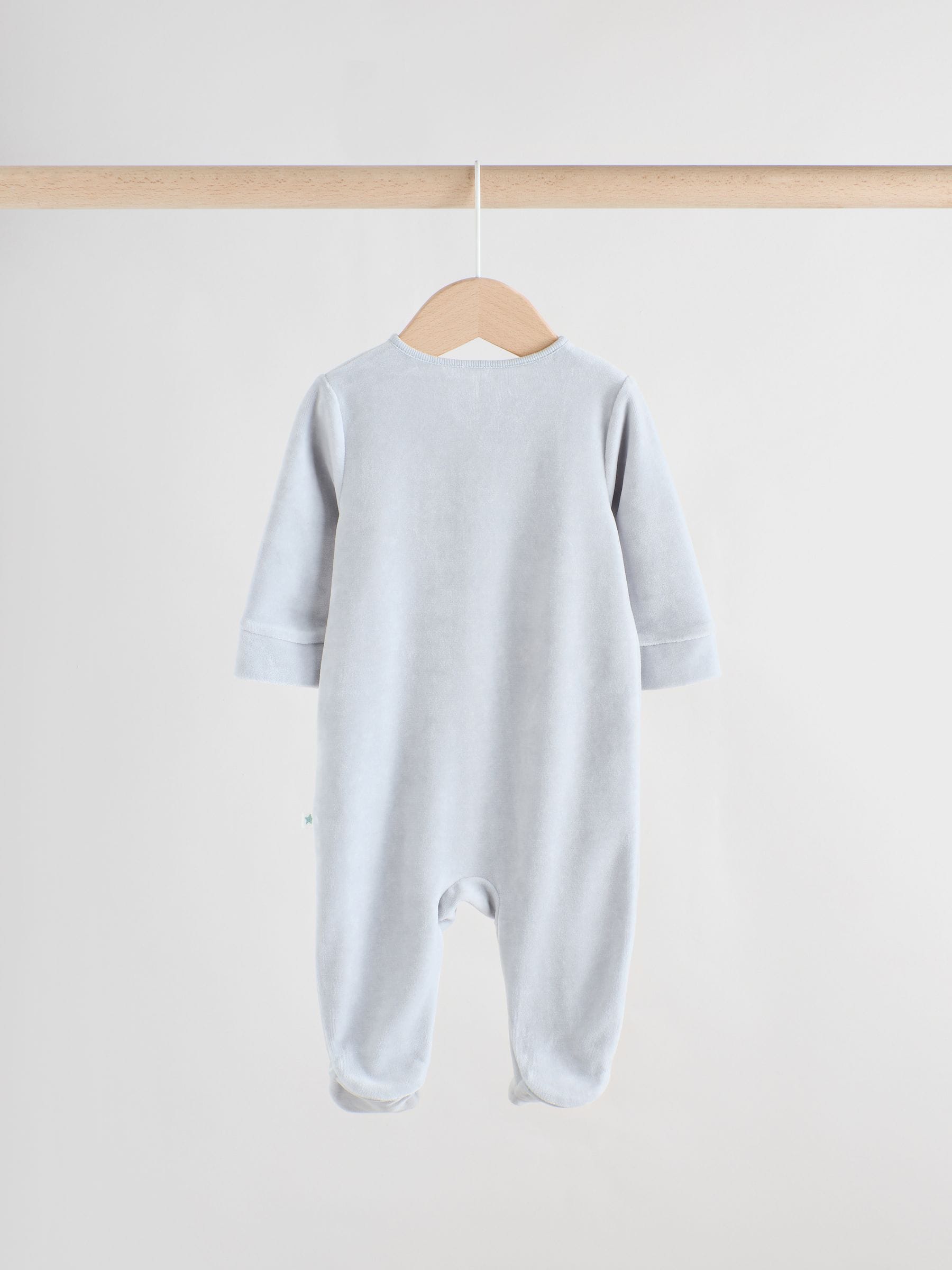 Blauw - Baby Velour Two Way Zip Sleepsuits 2 Pack (0mths-2yrs)