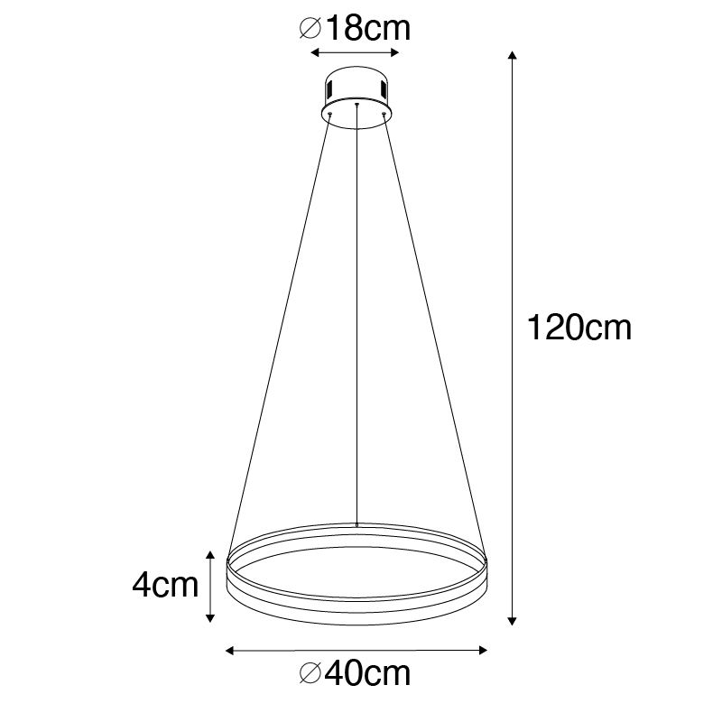 Design hanglamp goud 40 cm incl. LED 3-staps dimbaar - Anello