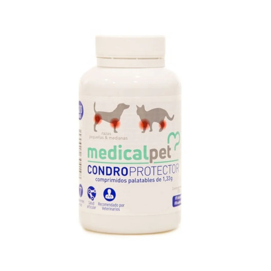 Comprimidos condroprotetores Medicalpet para gatos e cães de pequeno e médio porte.