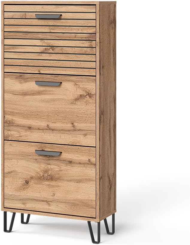 Vicco Schuhkipper Amber, Eiche Wotan, 62 x 130 cm mit 3 Fächern
