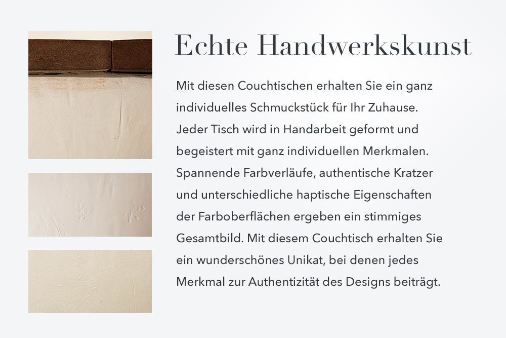 Runder Couchtisch INDUSTRIAL STORAGE 60cm weiß natur Mangoholz mit Stauraum handmade