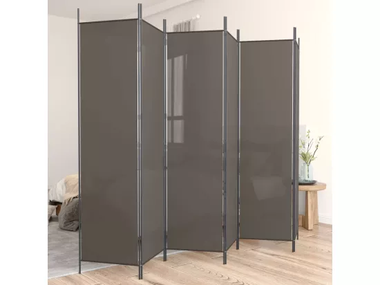 Cloison de séparation 6 panneaux Anthracite 300x200 cm Tissu