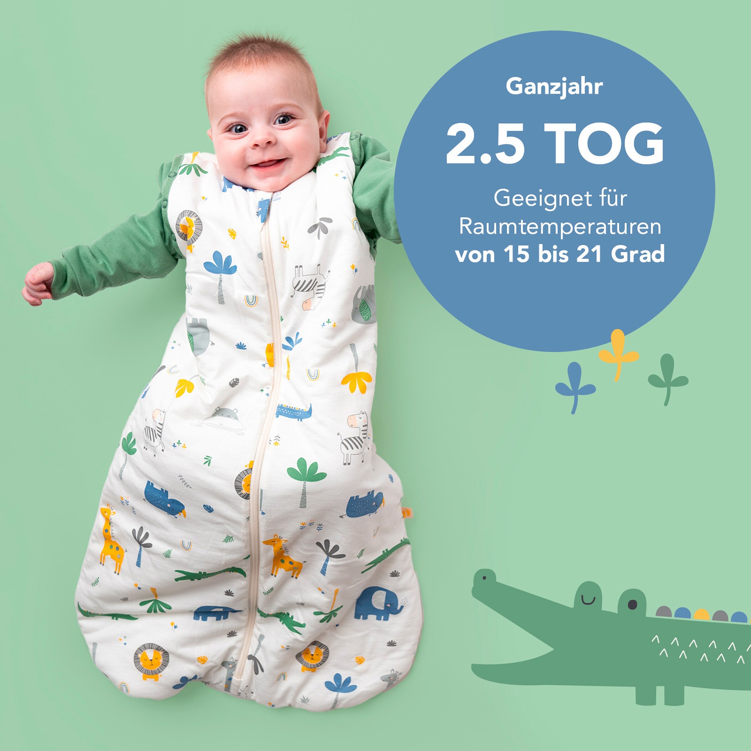 schlummersack Schlafsack ohne Füßen 2.5 Tog Dschungel