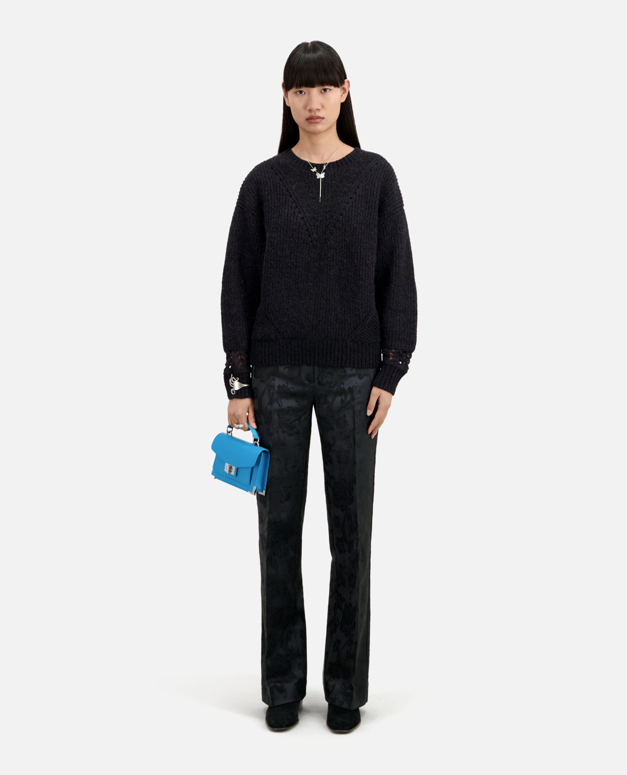 Black wool-blend sweater