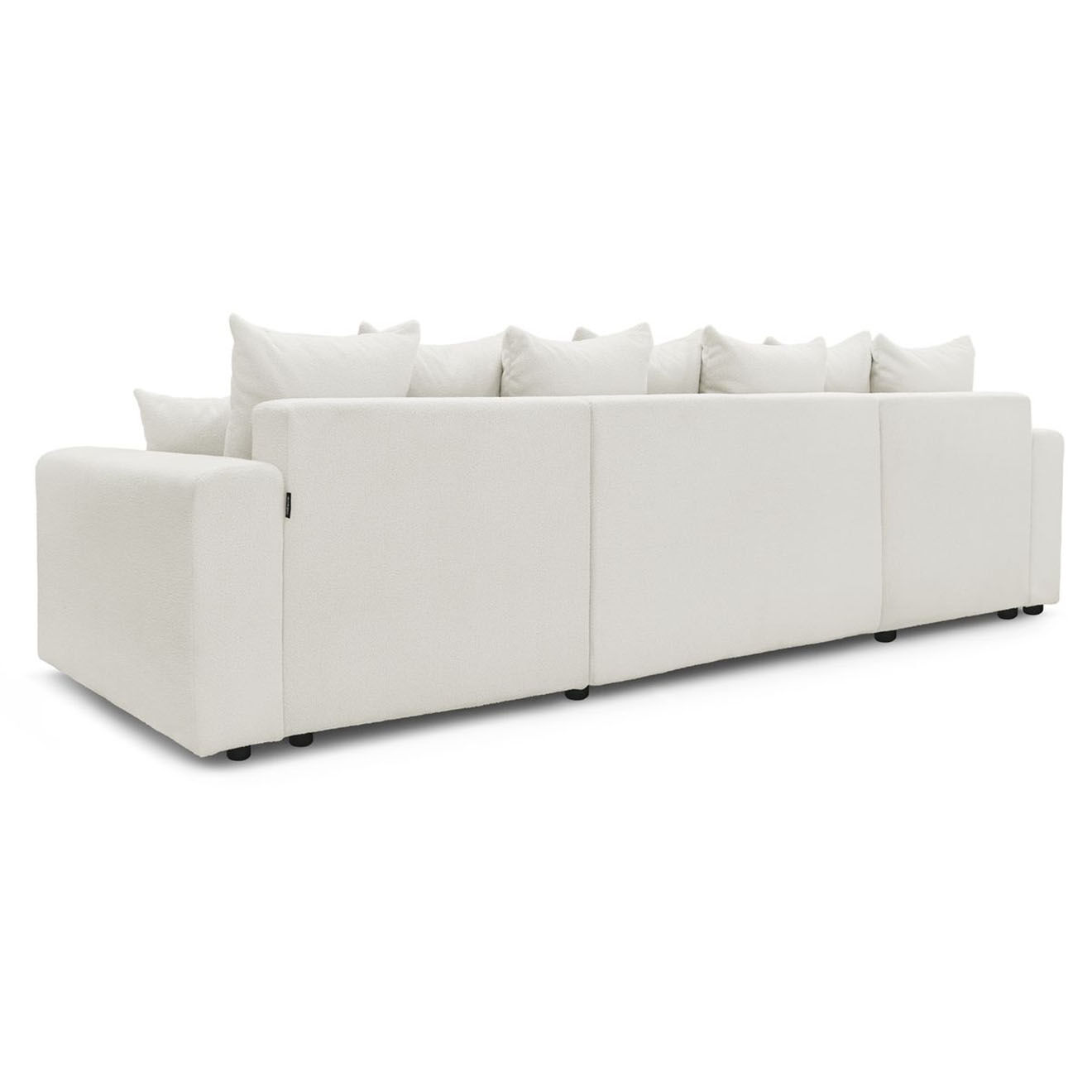 Bobochic Canapé panoramique convertible coffre bouclette envy blanc - 386x153x95 cm