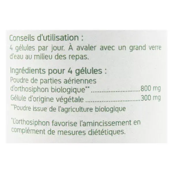 Cápsulas Vegetais Orgânicas de Orthosiphon 200 da Nat & Form
