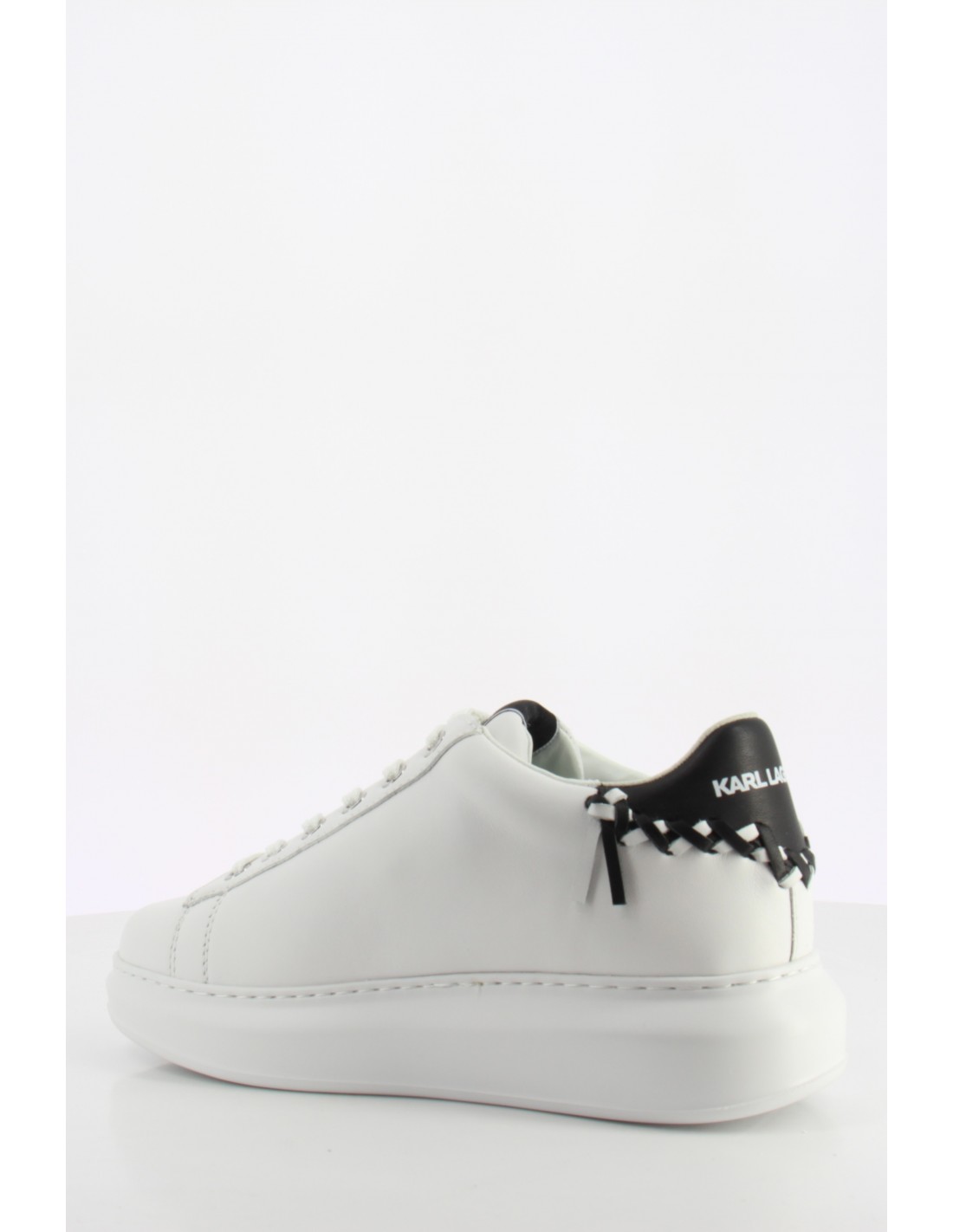 karl lagerfeld Baskets de ville Femme Kapri Whipstitch Lo Lace Cuir Blanc/Noir