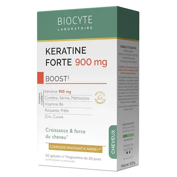 Biocyte Keratin Forte 900mg - Estimulante para o Crescimento e Fortalecimento Capilar - 60 cápsulas