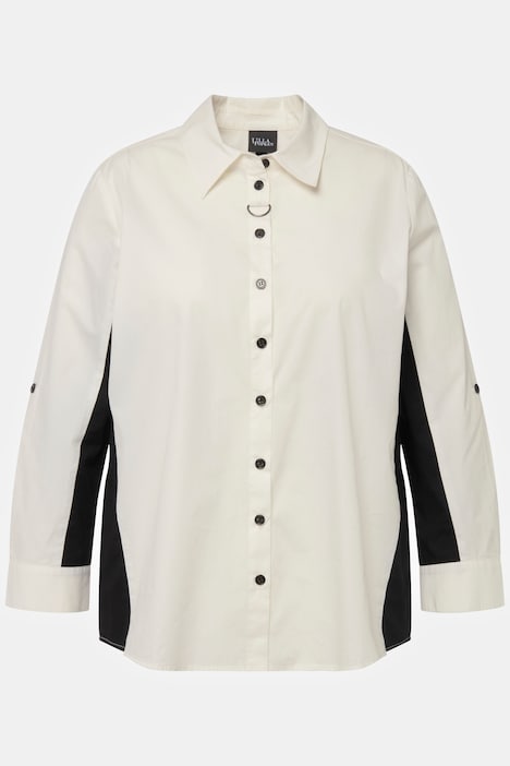 Hemdbluse, farbige Einsätze, Hemdkragen, Langarm