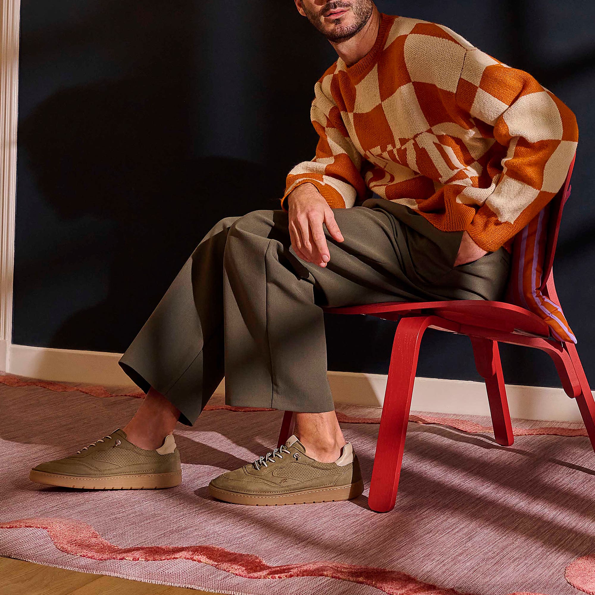 Derbies pieds sensibles Homme en cuir kaki