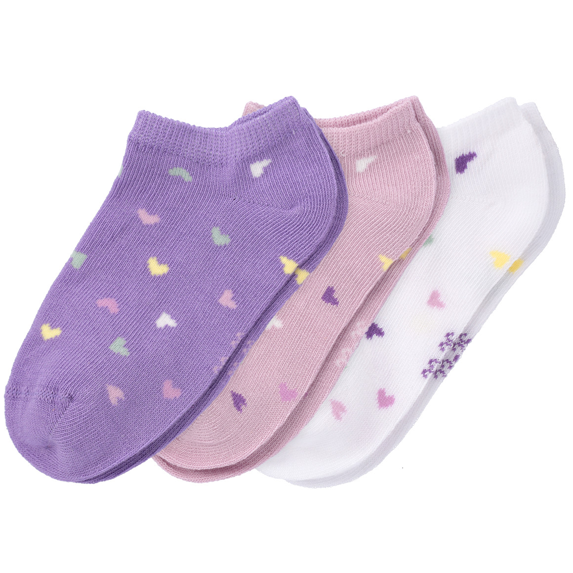 Topolino 3 Paar Mädchen Sneaker-Socken im Set lila / helllila / weiss