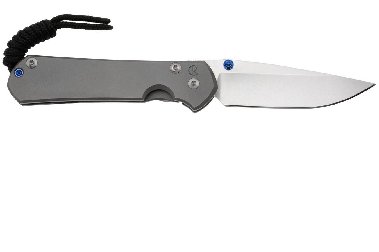 Chris Reeve Small Sebenza 31 S31-1645, Stonewashed MagnaCut Droppoint, Plain Glass Blasted Titanium, linkshandig zakmes