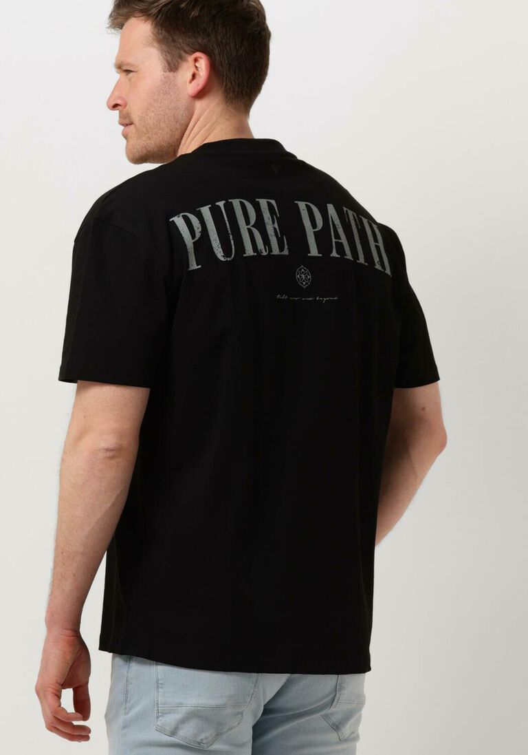 PURE PATH zwarte pure path t-shirt tshirt with back print and small frontprint