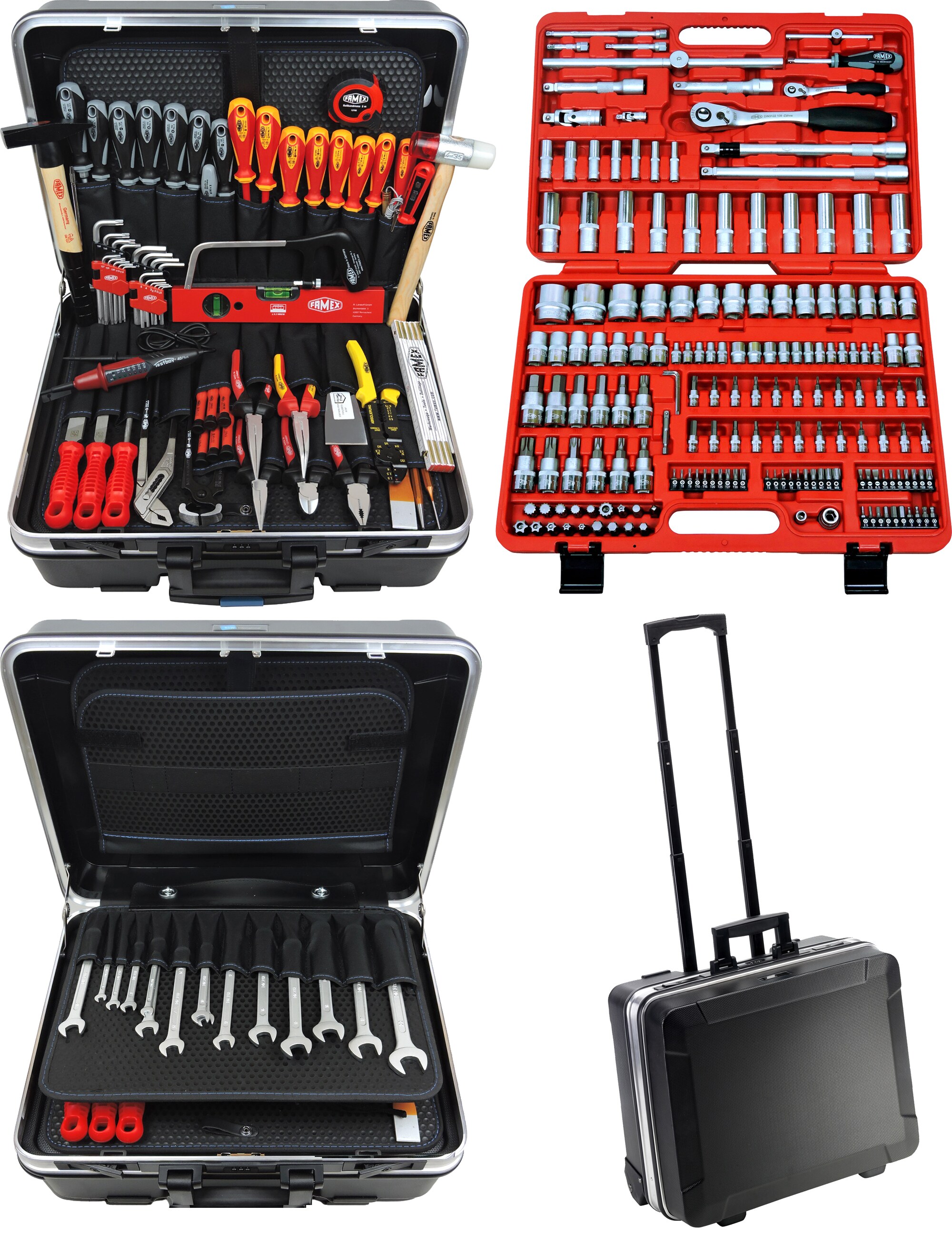 FAMEX 604-18 ABS Werkzeugtrolley mit hochwertigem Werkzeug Set - High-End Qualität - mit Steckschlüsselsatz