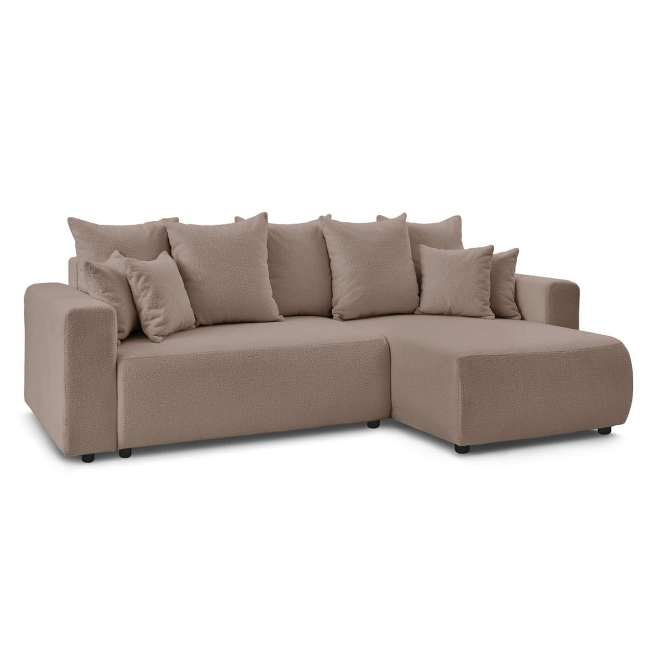 Bobochic Canapé d'angle convertible reversible bouclette Envy marron - 282x153x95 cm