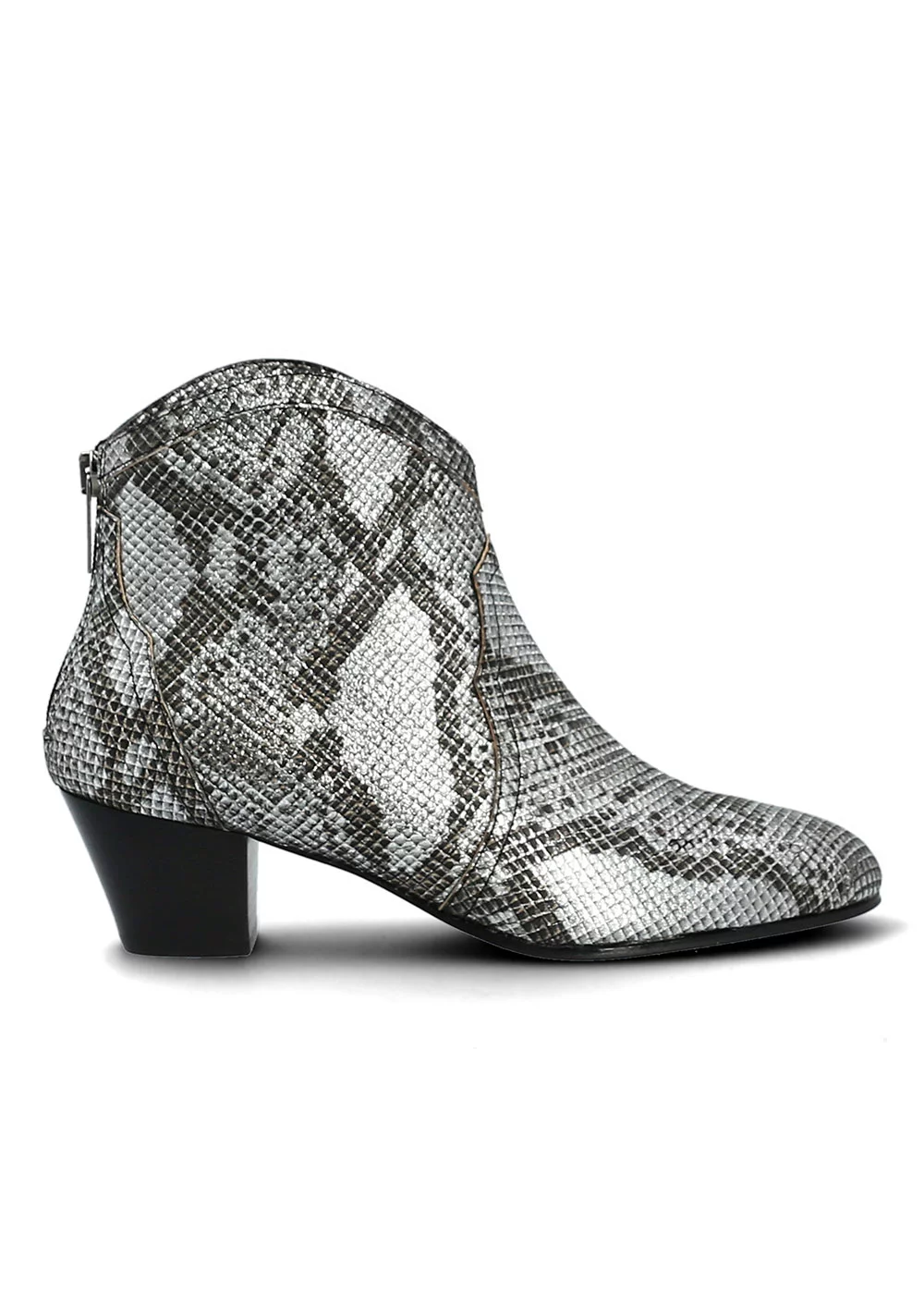 BOOTS CELESTINE CUIR IMPRIME PYTHON GRIS ET NOIR