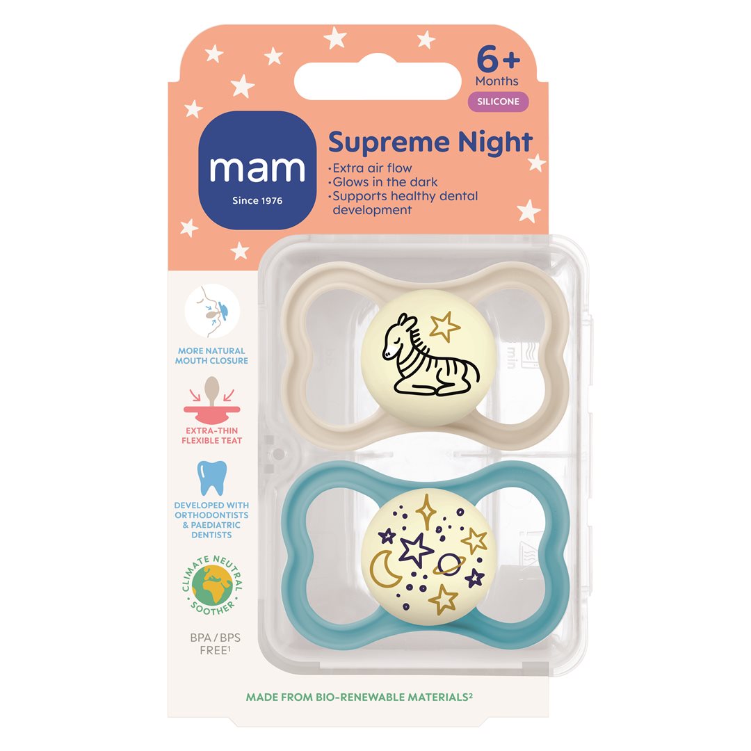 MAM Supreme Night Nuggi<br>2 Stück, Silikon 6-16 Monate
