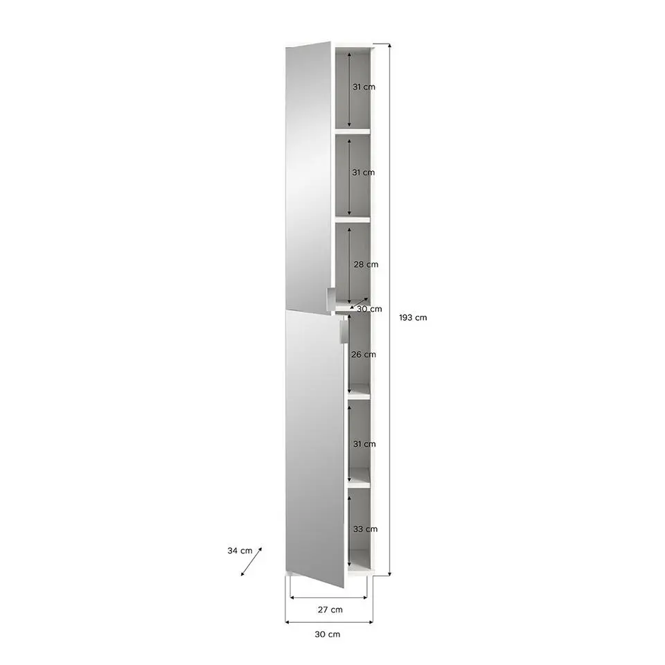 Hioshop ProjektX kledingkast 2 deuren spiegel