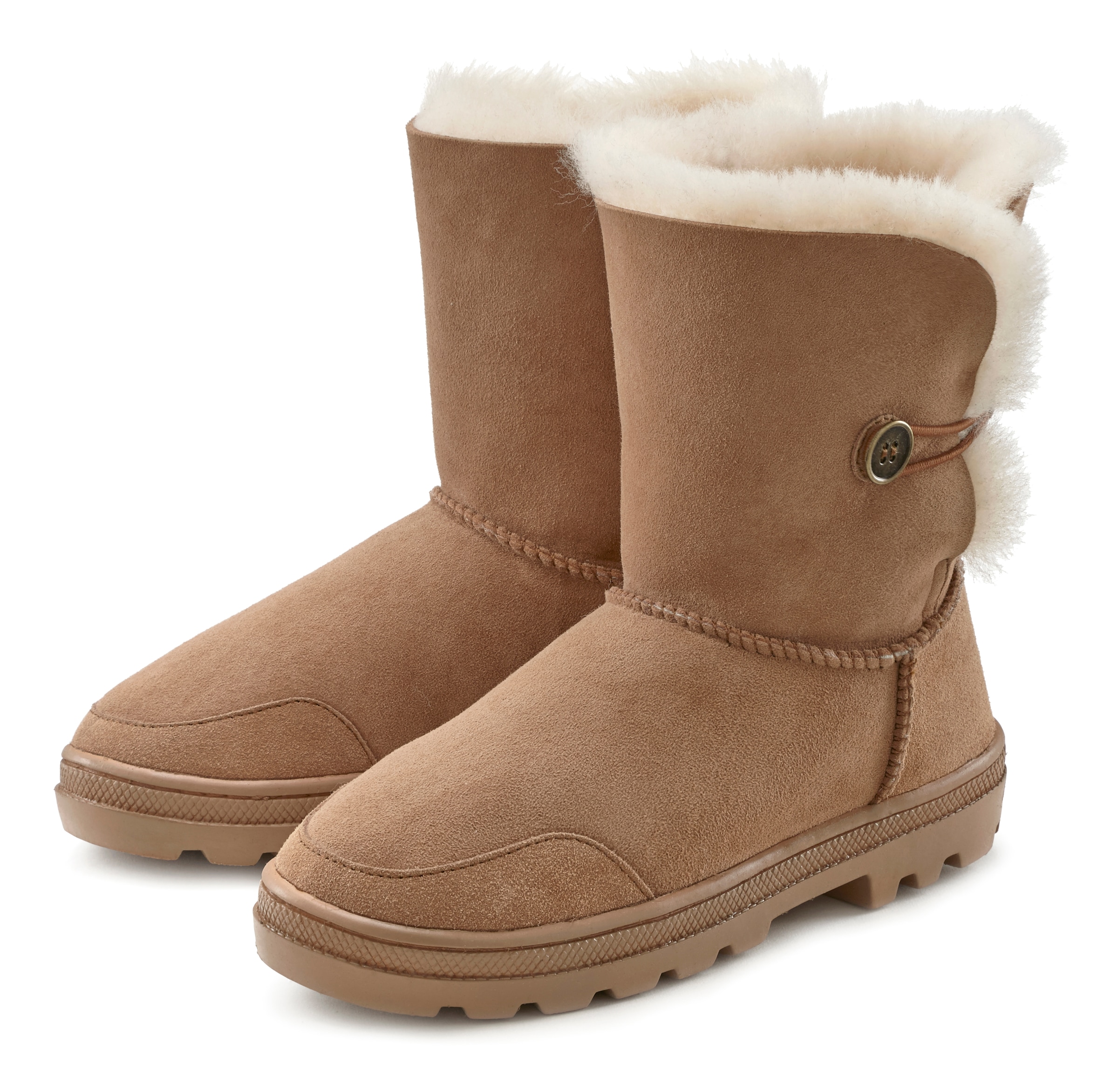 LASCANA Winterstiefel  aus kuscheligem Lammfell, robuste Sohle, Winterstiefelette, Snowboots