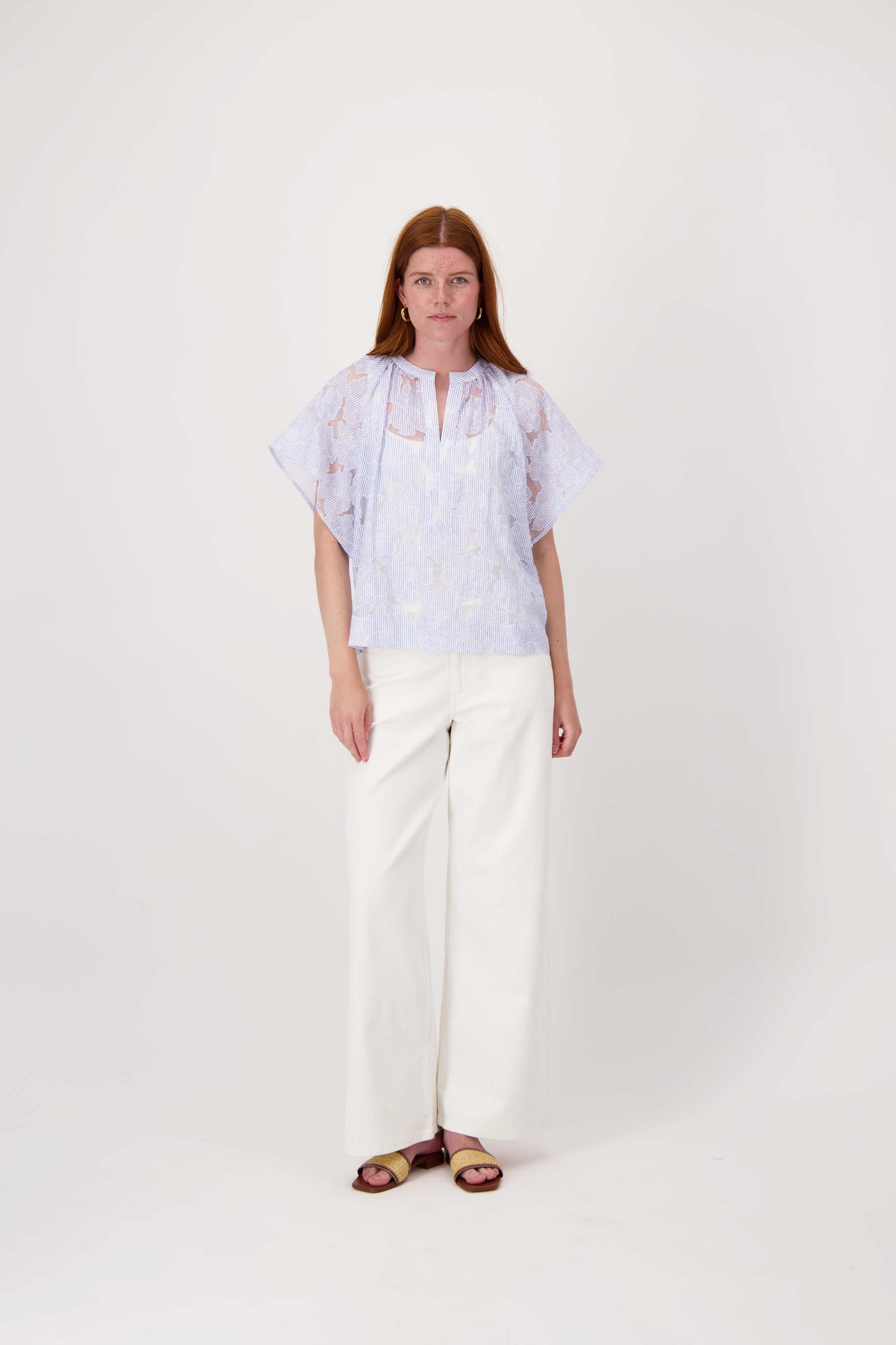 gestreepte organza blouse