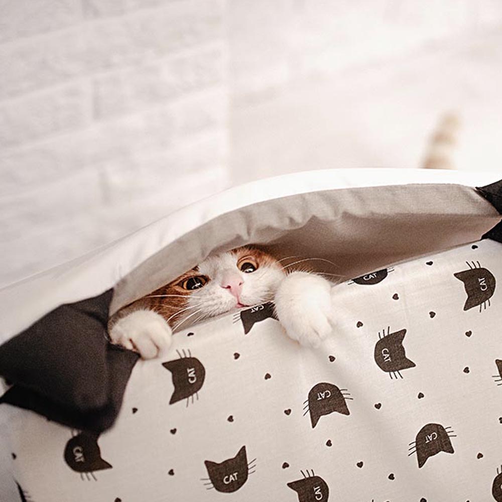 Maisonnette couchage en coton rembourré pour chats pyramid