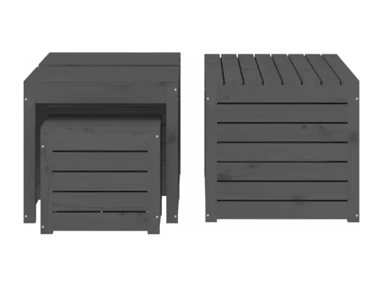 Ensemble de boîtes de jardin 4 pcs gris bois de pin massif
