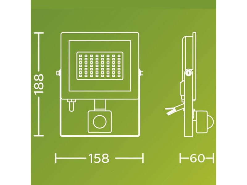 Philips Lois Flutlicht 30W 3000K IR IP65 schwarz 30 W Philips 8720169365223 Aussenbeleuchtung Wandbeleuchtung für den Aussenbereich Nicht austauschbare(s) Leuchtmittel LED F