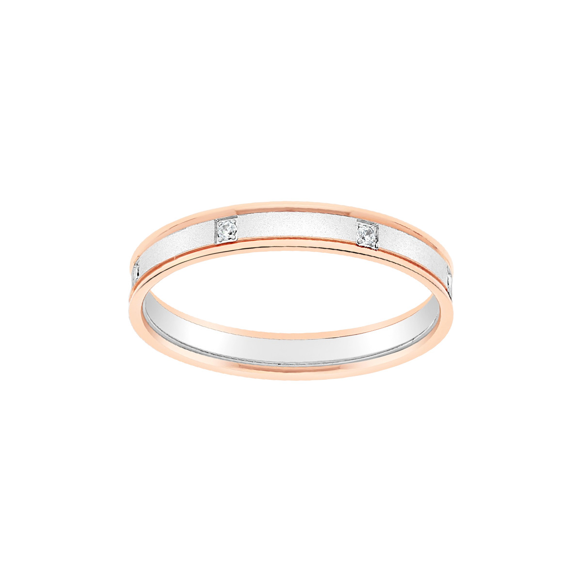 Alliance deux ors 750 diamant 0.06 ct