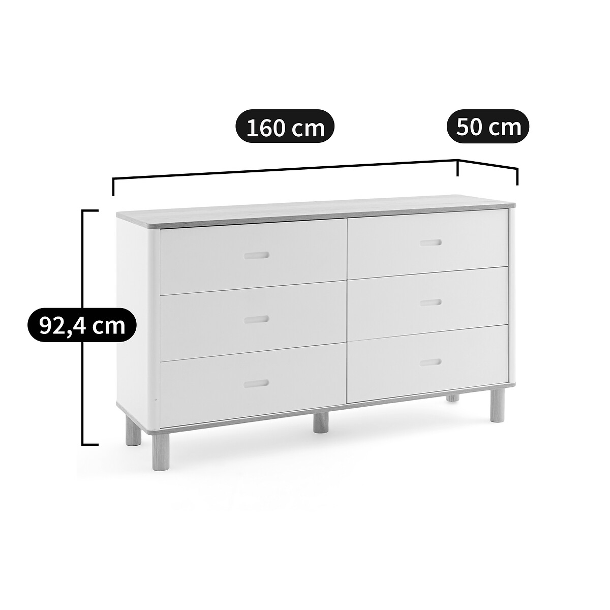 LA REDOUTE INTERIEURS<br>Cômoda 6 gavetas, Manoe
