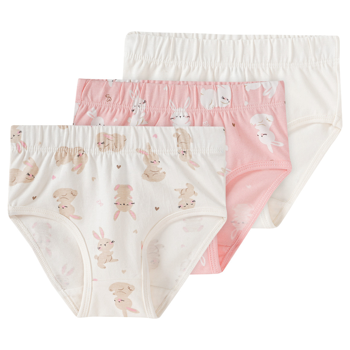 Topomini 3 Baby Slips mit Hasen-Allover rosa / cremeweiss