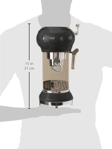Smeg, ECF01WHEU Manual Espresso -Maschine, Cappuccino -System, Thermoblock, große Tassengehäuse und Doppelkaffeefunktion, 1 l Wassertank, kompakte Abmessungen, 1350W, Weiß