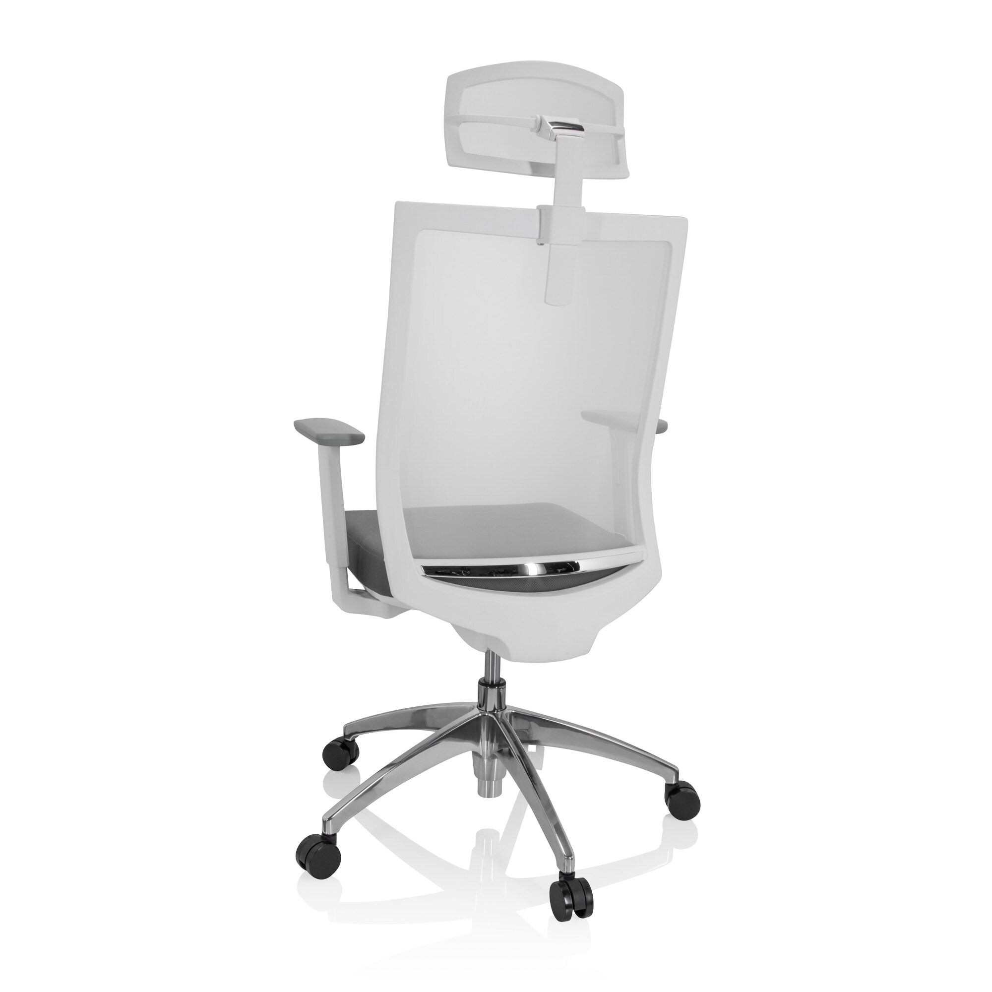 Profi Bürostuhl ASPEN WHITE PRO Stoff/Netzstoff mit Armlehnen (höhenverstellbar) hjh OFFICE