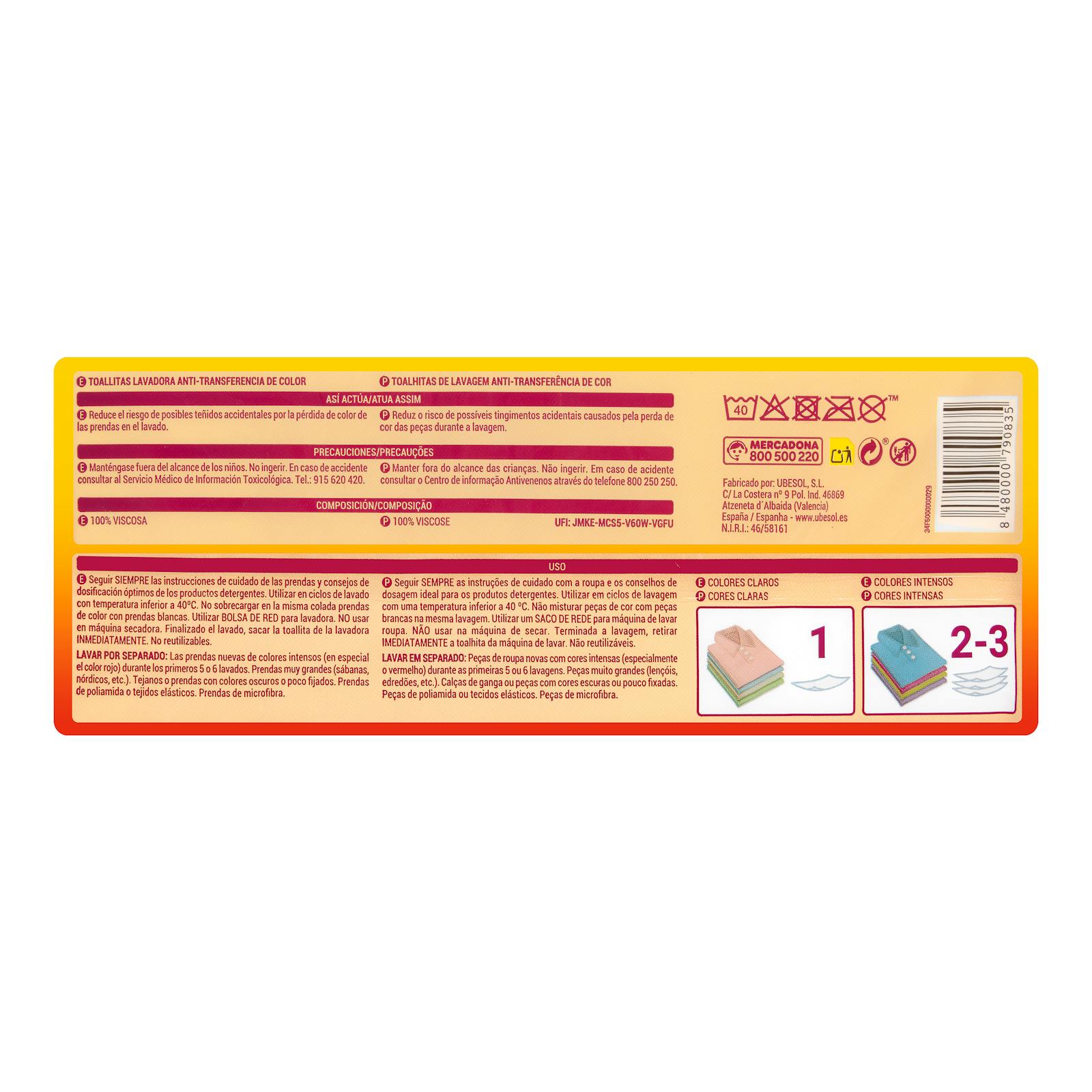 Lingettes anti-transfert de couleur pour machine à laver Bosque Verde
