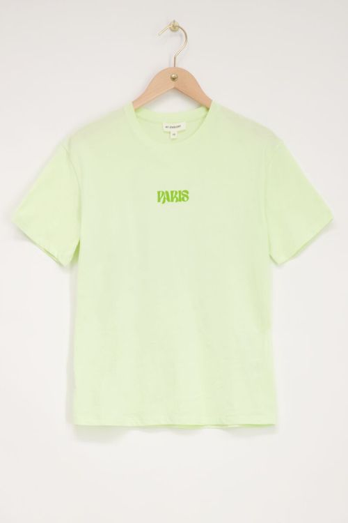 Groen T-shirt Paris met bloemen