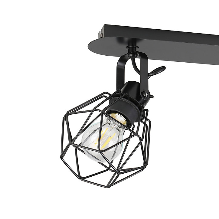 Réglette spot 3 lumières E27 15W GoodHome Smertrio noir mat L.57,5 x L.57,5 x H.21.2 cm
