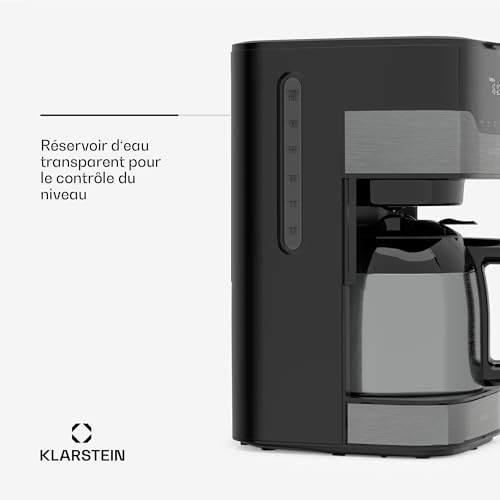 KLARSTEIN Cafetiere 1.2L avec Filtre, Cafetières, Machines à Café et Machines à Expresso 800W, Cafetière Electrique en Acier Inoxydable, Machine à Café à Filtre, Machine a Cafe Chaud et Glacé : Cuisine et Maison