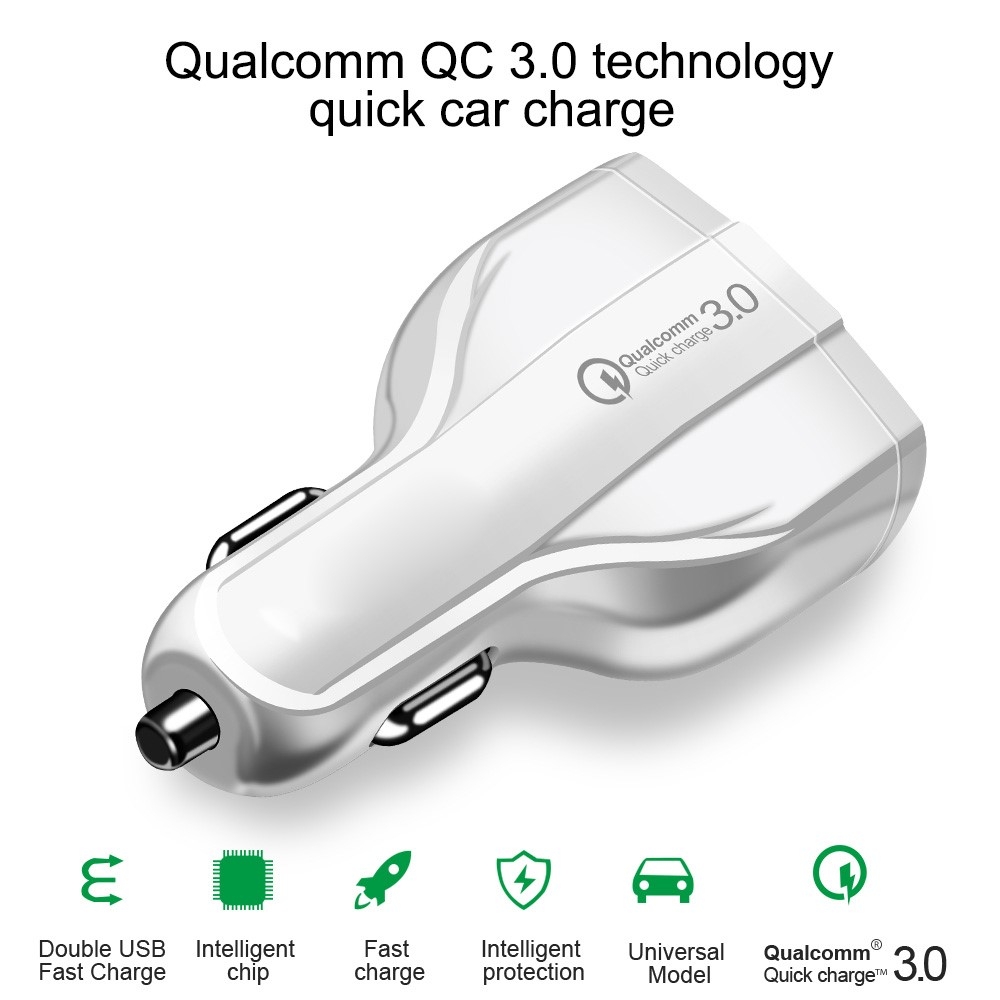 Mini Dual USB   USB C Fast Charging Auto KFZ Ladegerät mit QC 3.0 (35W) - Schwarz
