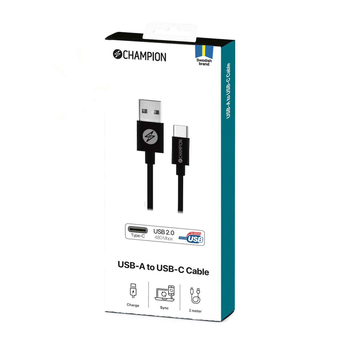 USB-A til USB-C-kabel 2m Sort