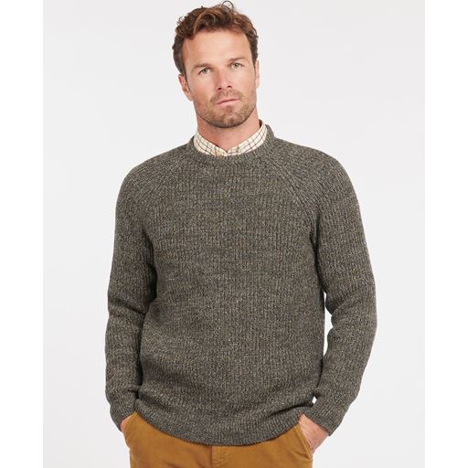 Barbour Horseford Crew Neck Striktrøje, Olive, XXL