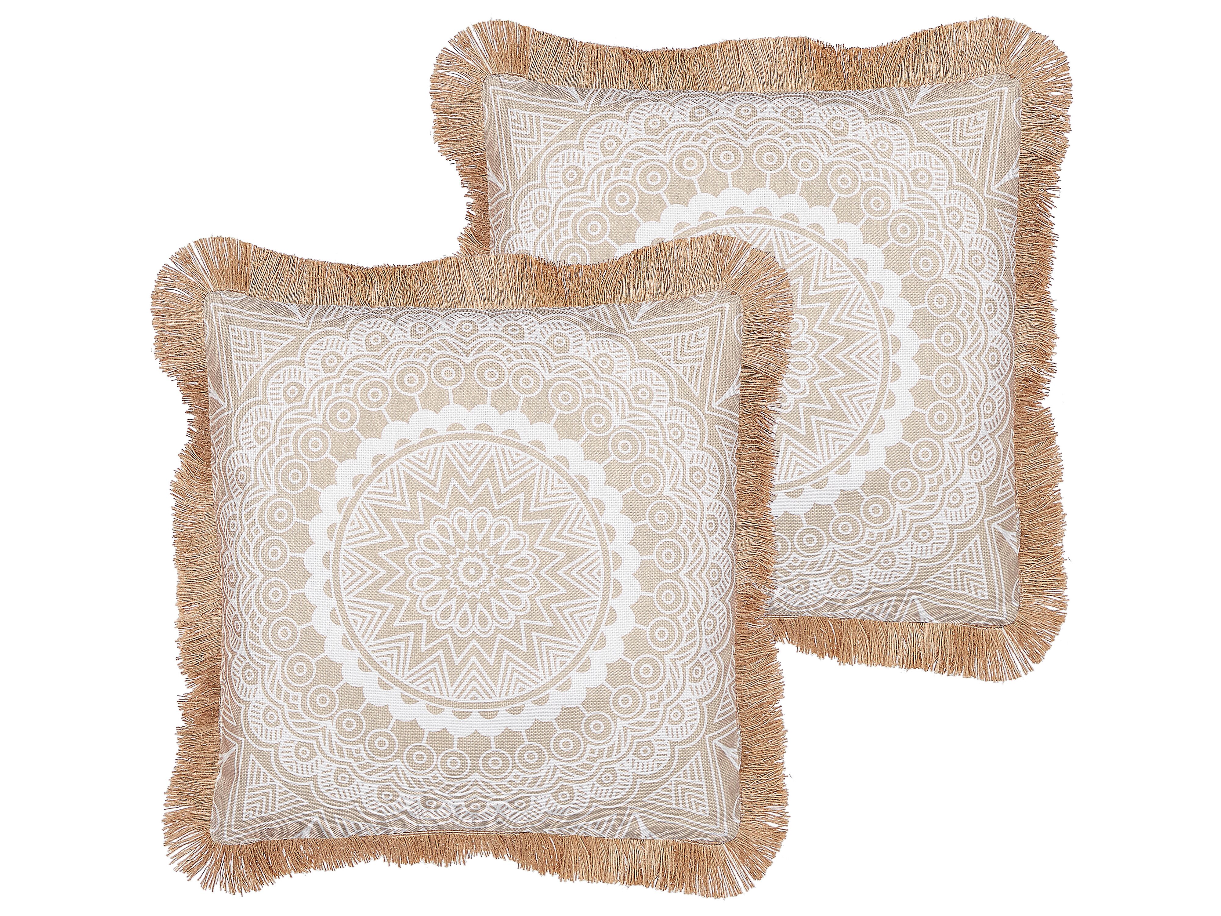 Set van 2 sierkussens GERANIUM 45 x 45 cm Beige oosters patroon