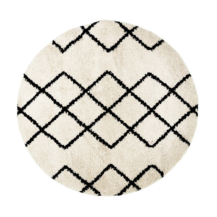 Rond hoogpolig vloerkleed - Grand Diamond Creme
