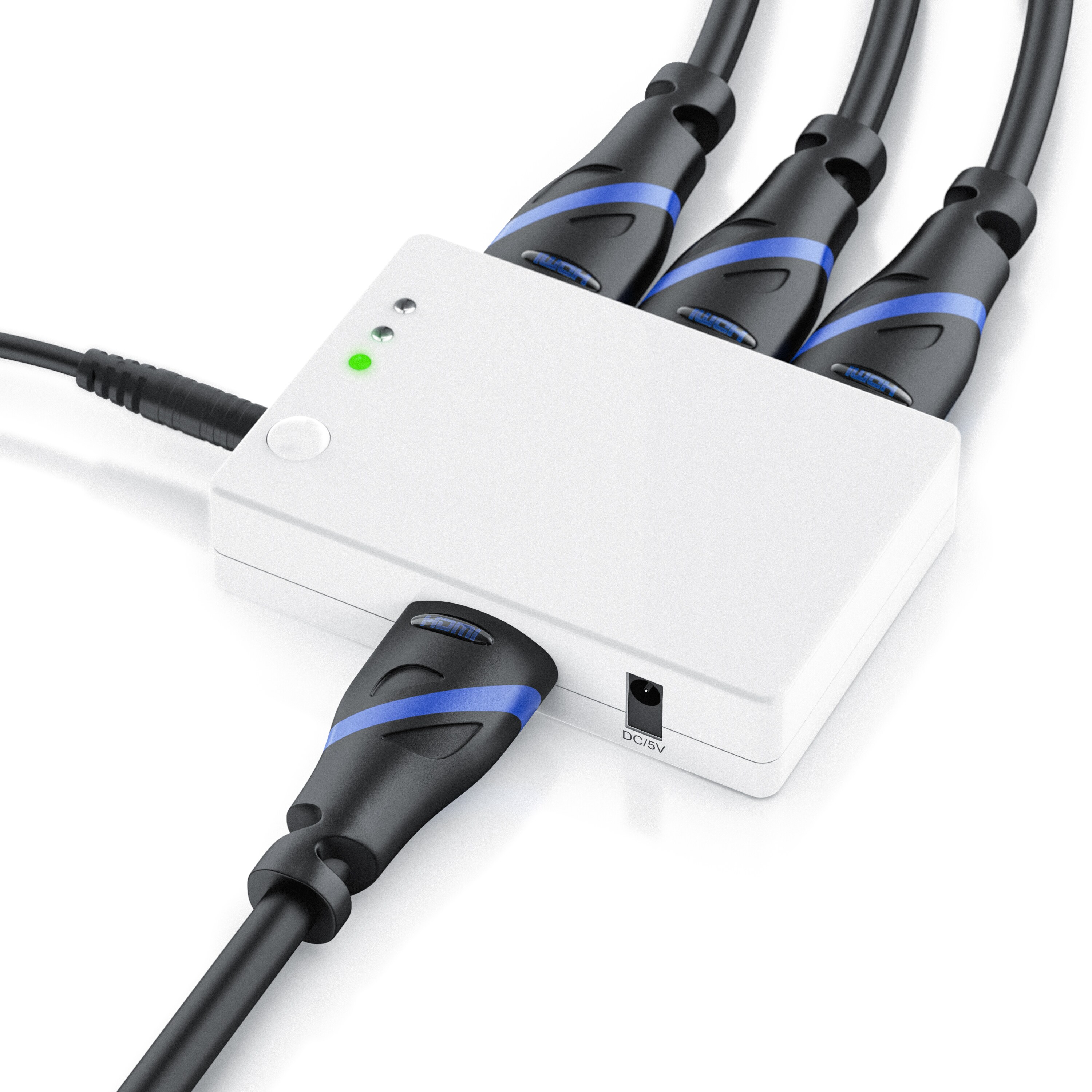 CSL HDMI Switch Verteiler 3 in 1 Out, Automatische Umschaltung 3 Port TrueHD, DTS-HD, LPCM 7.1, 5.1, DSD, Dolby-AC3 - mit Verstärker