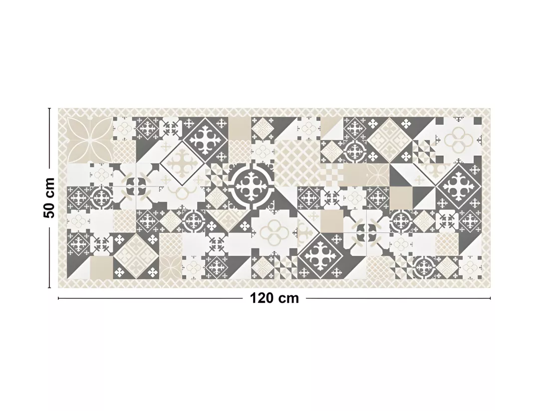 Tapis Vinyle Médium l 50xL120cm - Ciment style Gris Sable - Vinyle