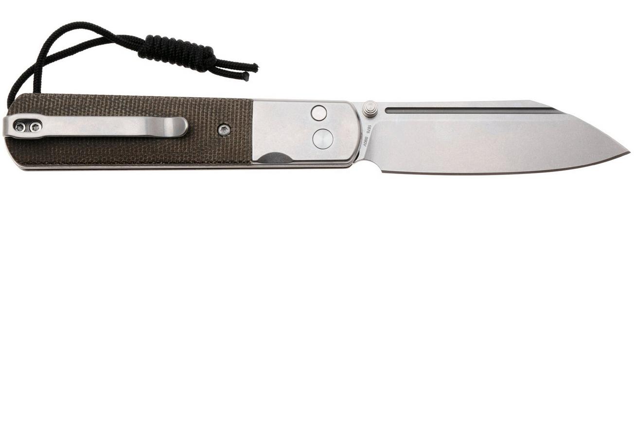 Artisan Cutlery Holm 1875G-ODG, Stonewashed CPM S90V, Steel/Green Micarta Inlay zakmes