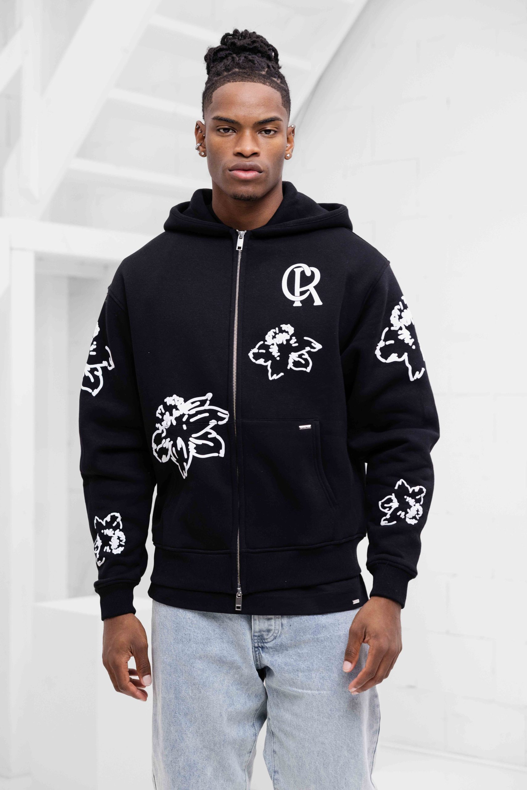 Croyez Flower Zip-Hoodie Heren Zwart