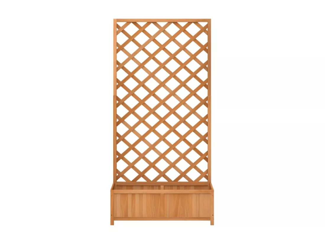 Jardinière avec treillis marron bois massif de sapin