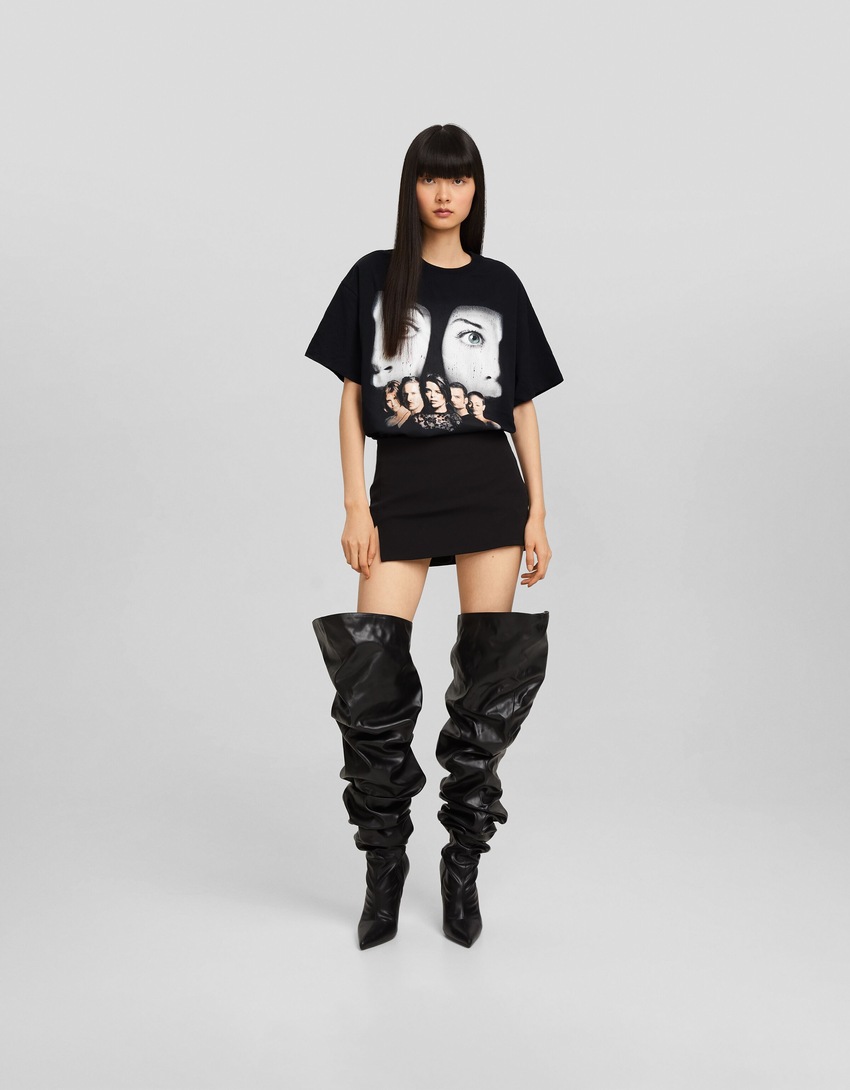 Camiseta oversized de manga curta com estampa Scream