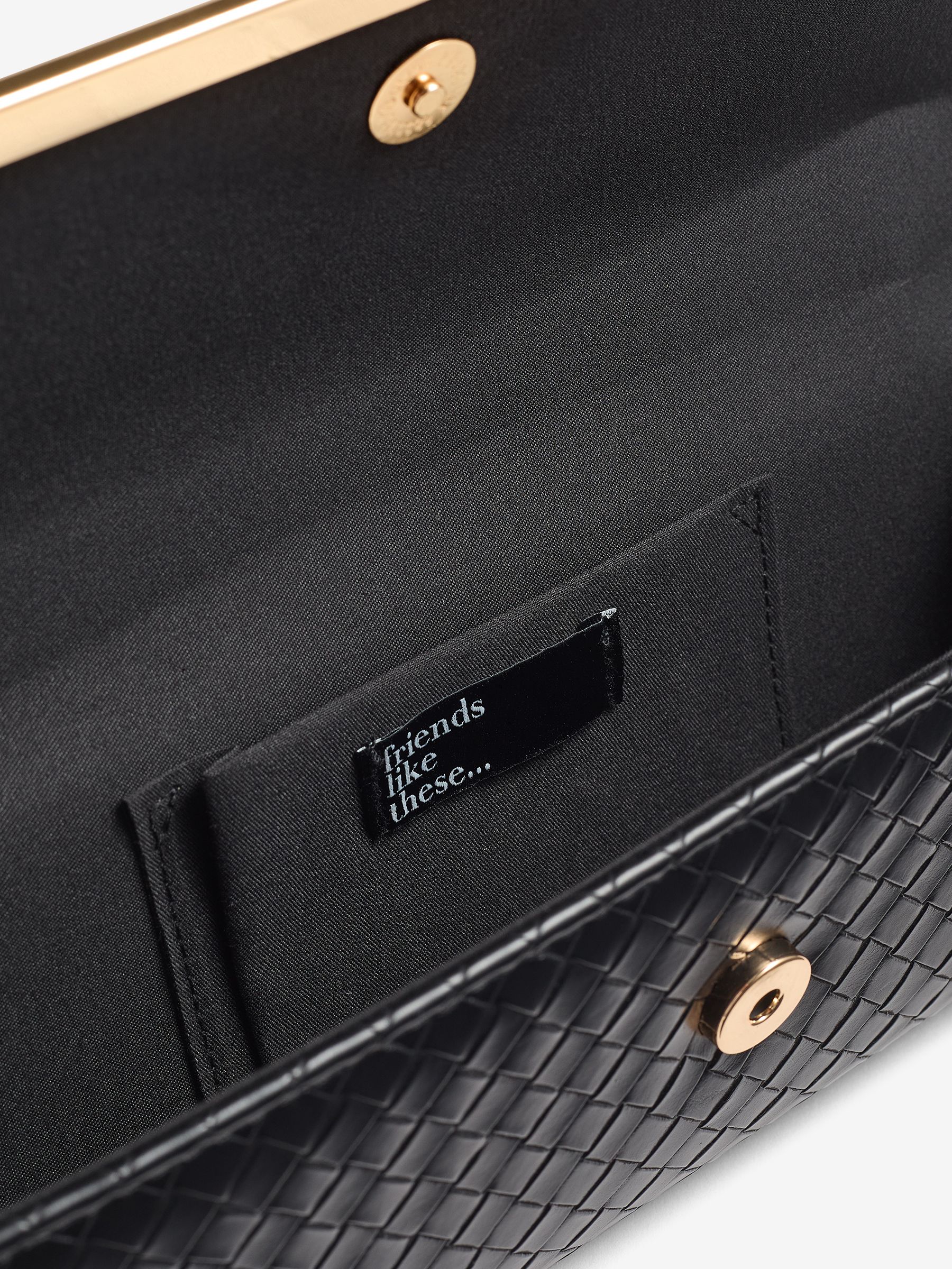 Zwart - Friends Like These Top Handle Weave Clutch Bag