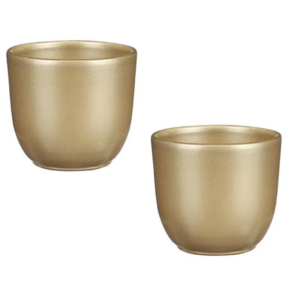 Mica Decorations Bloempot - goud - keramiek - H9 x D10 cm